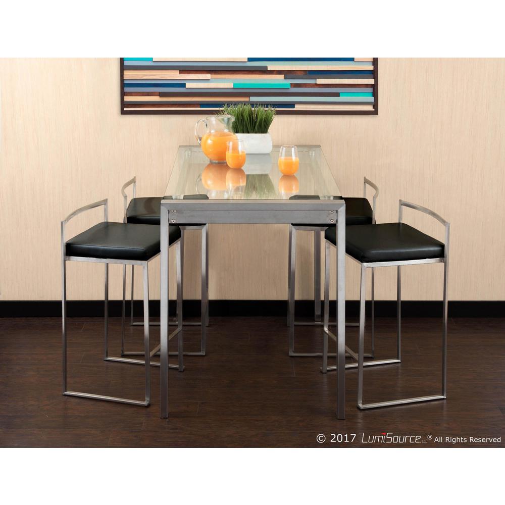 Black Fuji Stacker Counter Stool - Set of 2. Picture 8