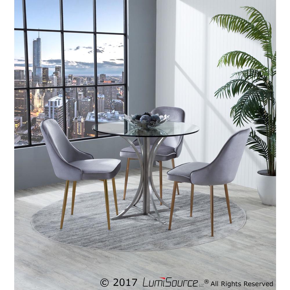 Gold Frame, Silver Velvet Fabric Marcel Dining Chair - Set of 2. Picture 8