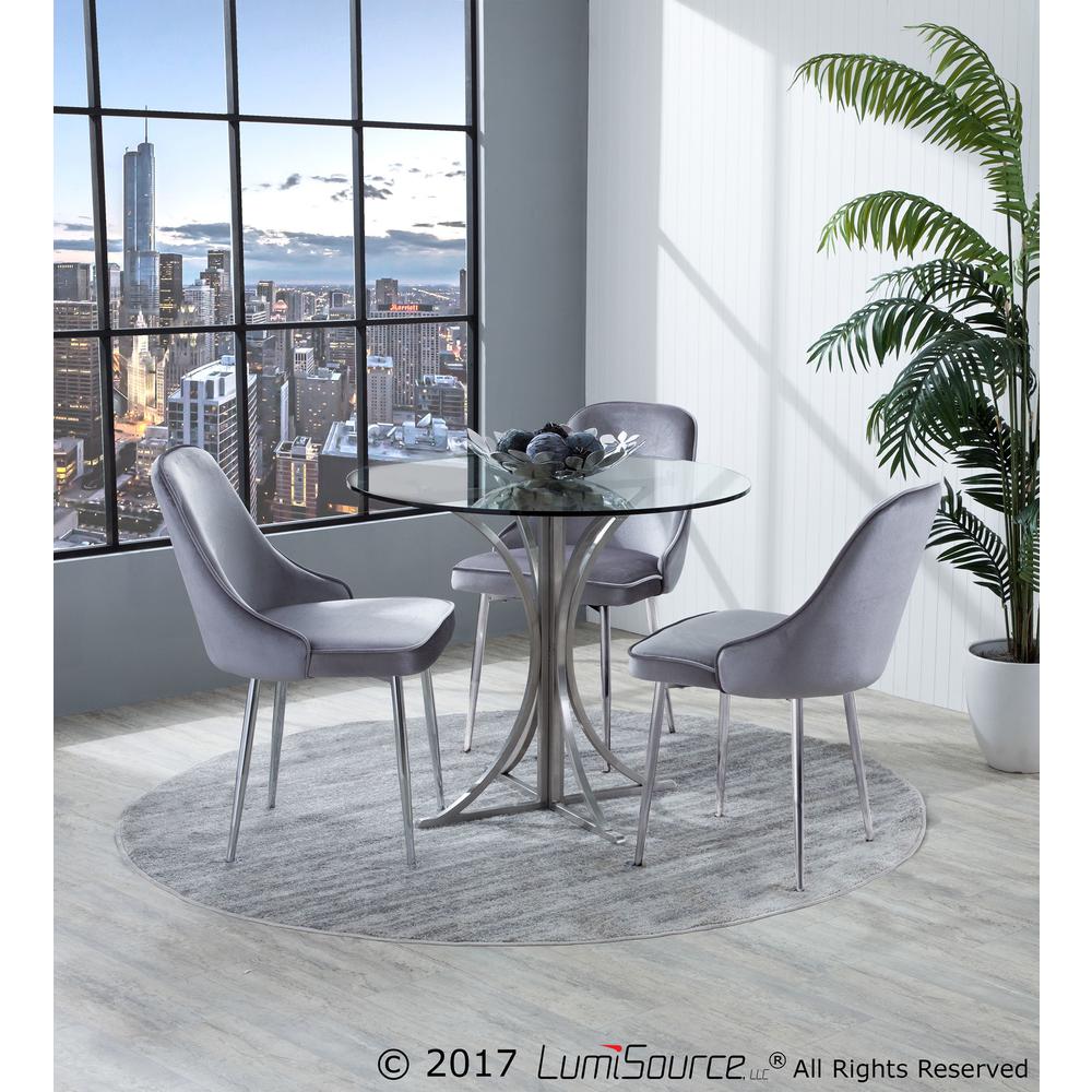 Chrome Frame, Silver Velvet Fabric Marcel Dining Chair - Set of 2. Picture 8
