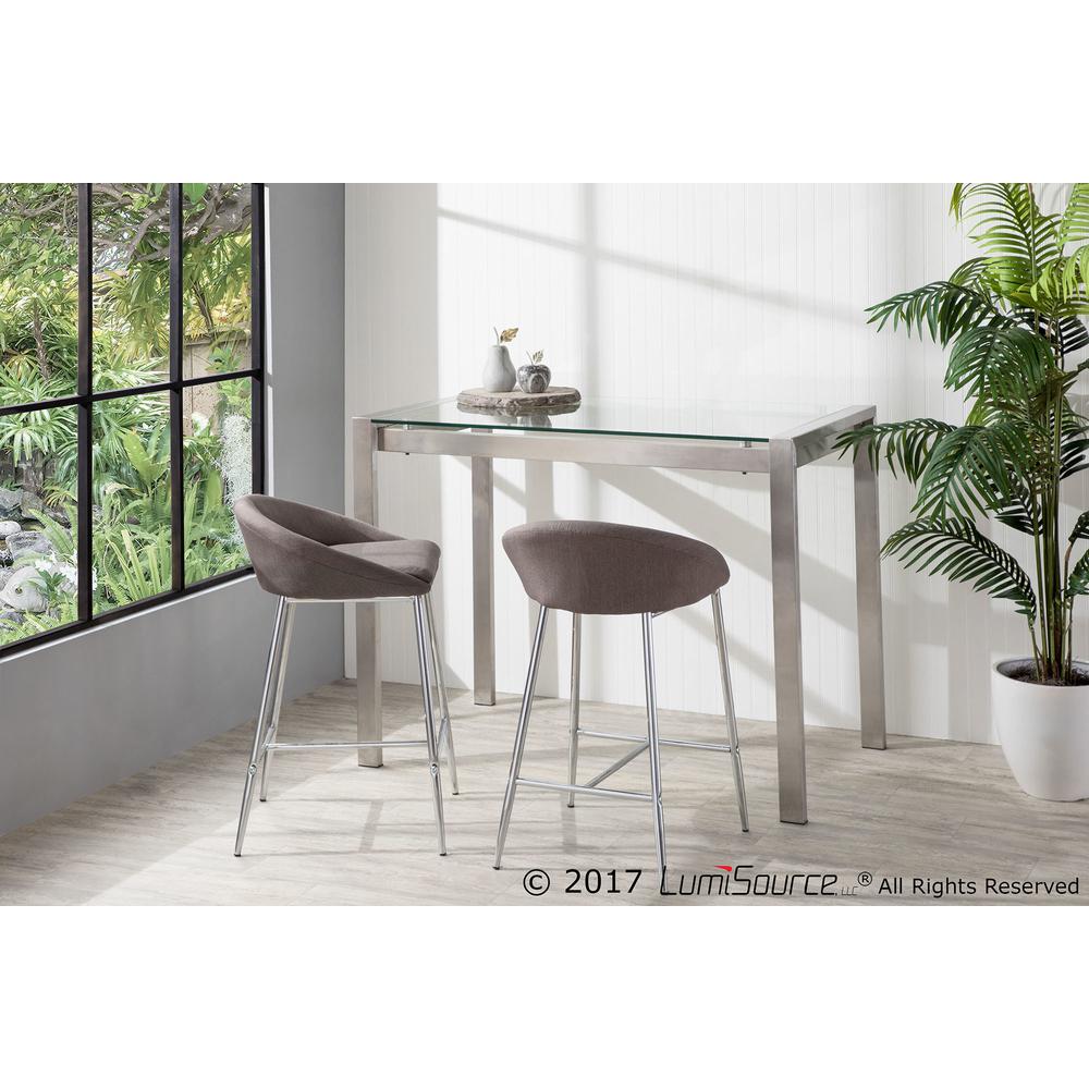 Chrome, Grey Fabric Matisse Counter Stool - Set of 2. Picture 9