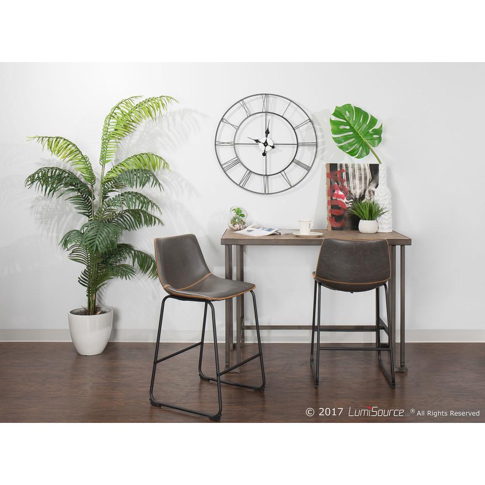 Roman Industrial Counter Table in Grey and Natural. Picture 12