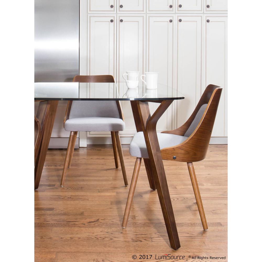 Walnut, Clear Glass Folia Dinette Table. Picture 9