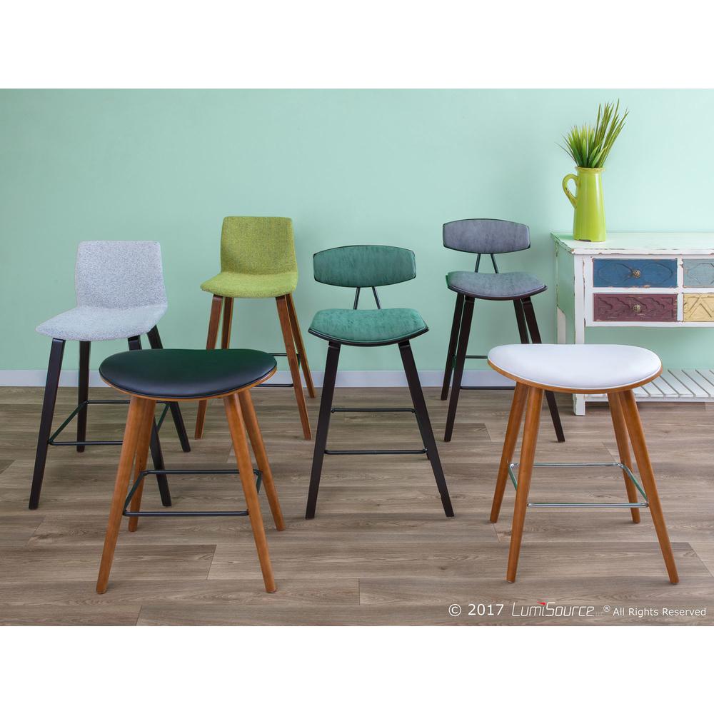 Walnut, Black PU Saddle Counter Stool - Set of 2. Picture 9