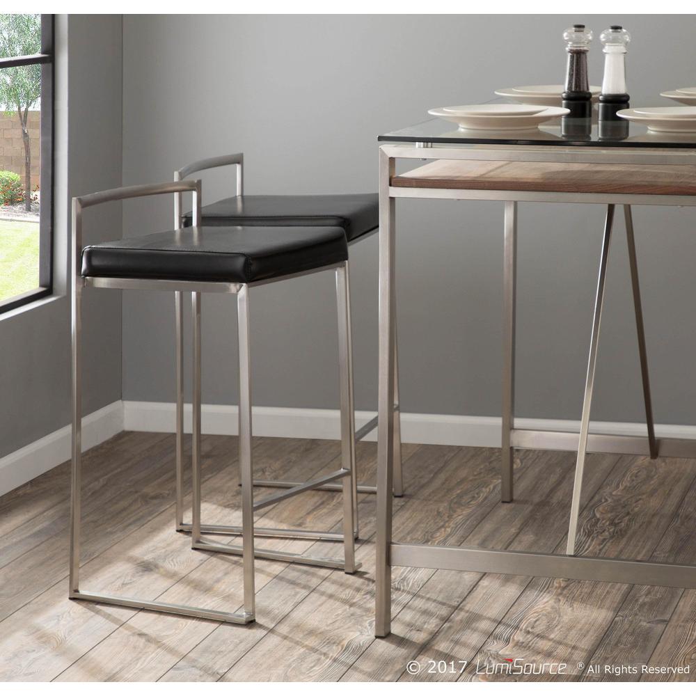 Black Fuji Stacker Counter Stool - Set of 2. Picture 9