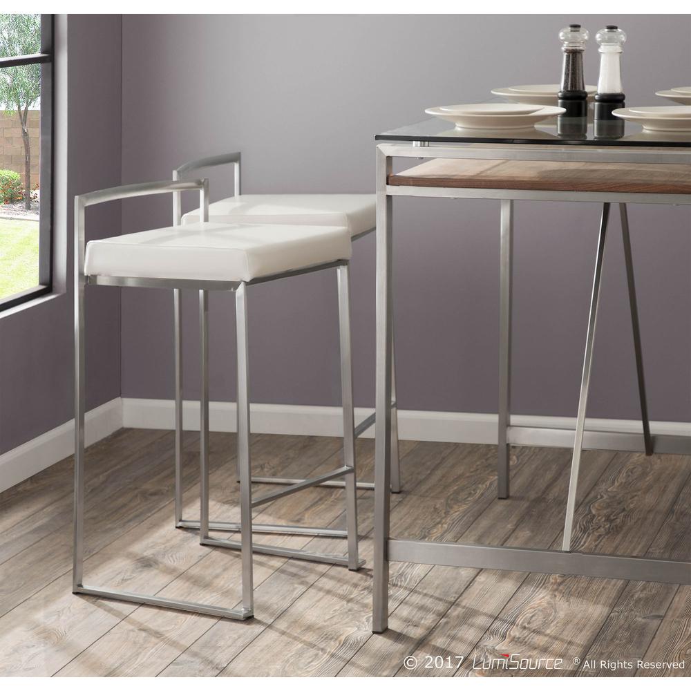 White Fuji Stacker Counter Stool - Set of 2. Picture 10