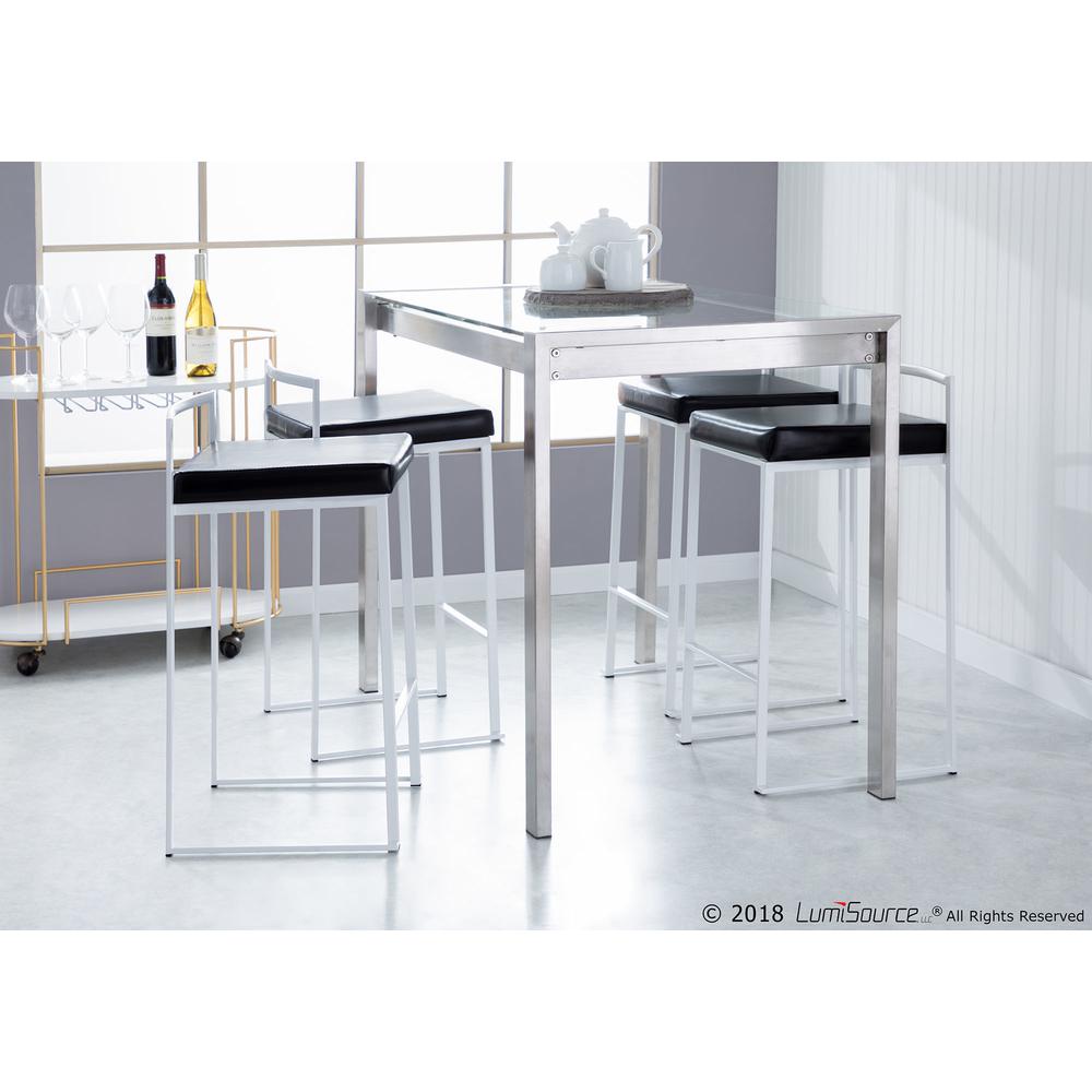 White, Black Fuji Stacker Counter Stool - Set of 2. Picture 9