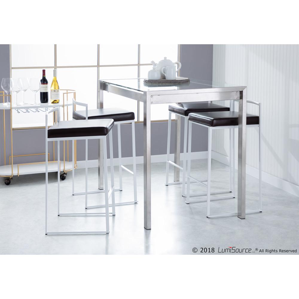 White, Brown Fuji Stacker Counter Stool - Set of 2. Picture 10