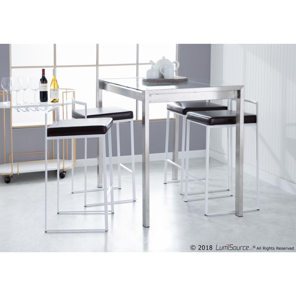 White, Brown Fuji Stacker Counter Stool - Set of 2. Picture 11