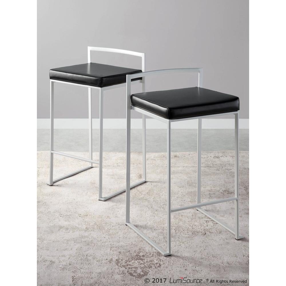 White, Black Fuji Stacker Counter Stool - Set of 2. Picture 10