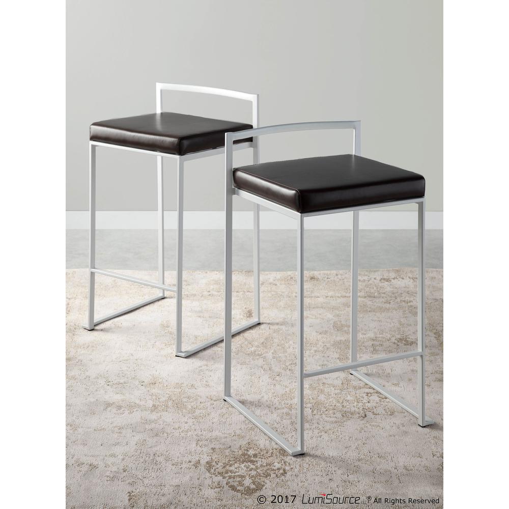 White, Brown Fuji Stacker Counter Stool - Set of 2. Picture 9