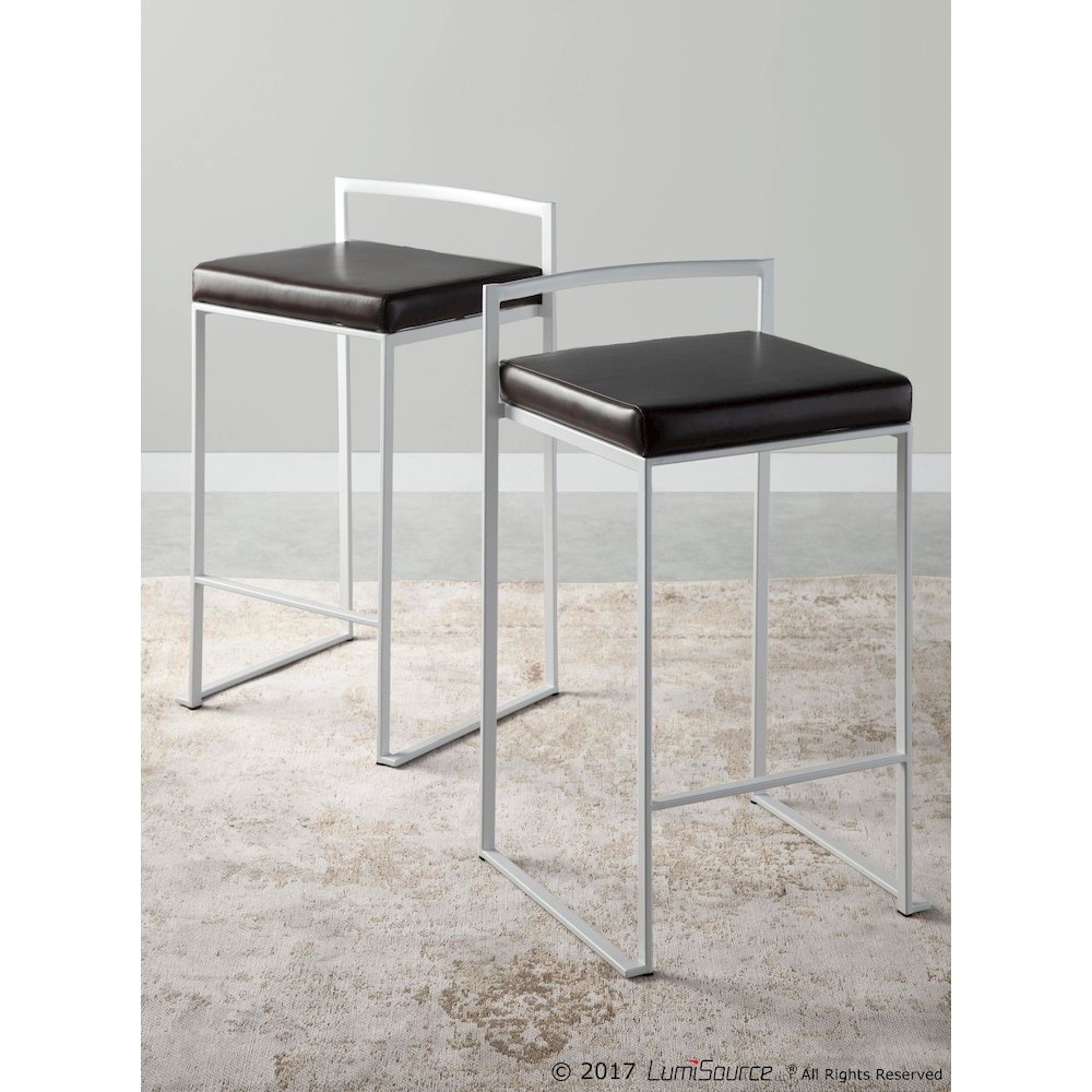 White, Brown Fuji Stacker Counter Stool - Set of 2. Picture 12