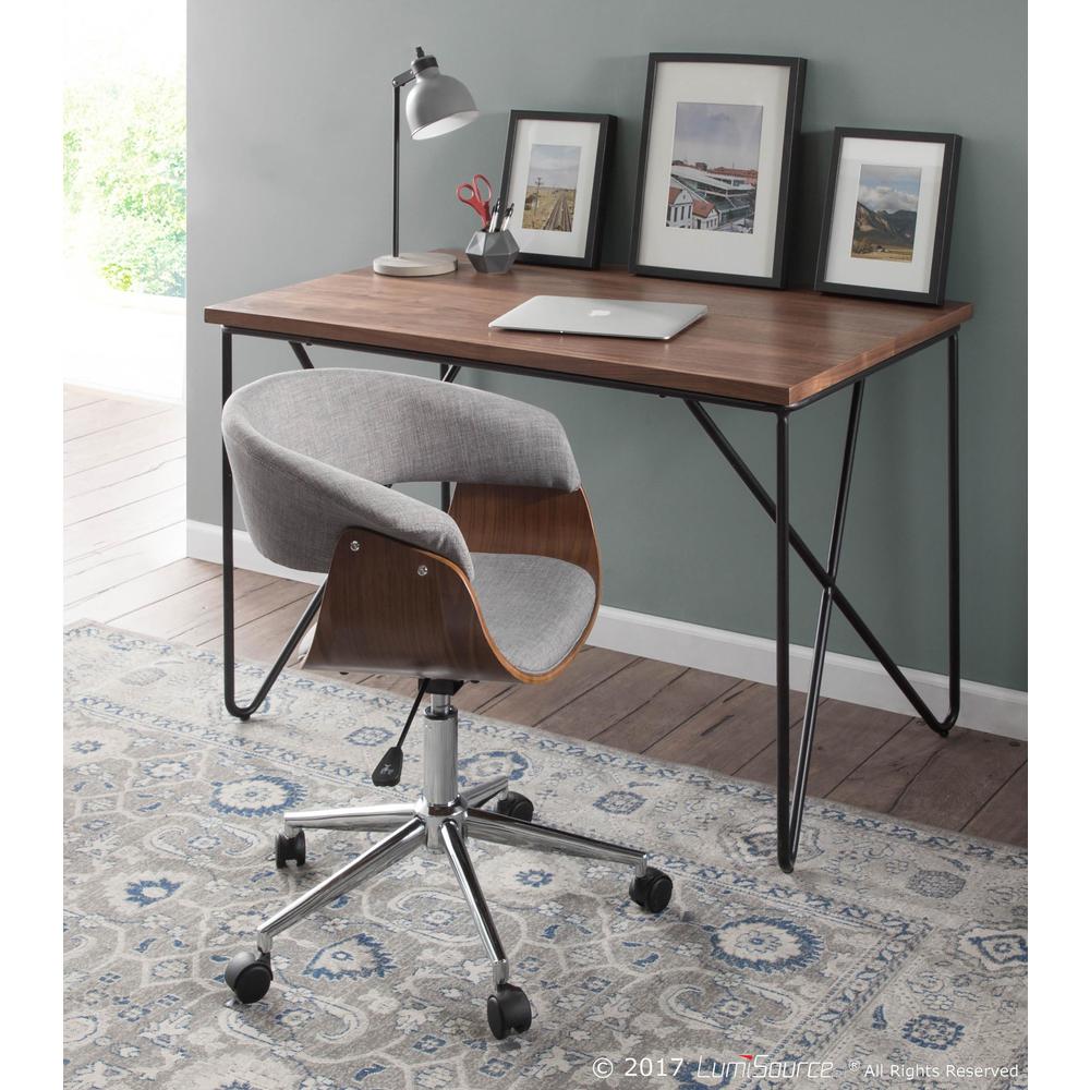 Walnut, Light Grey Vintage Mod Office Chair. Picture 10