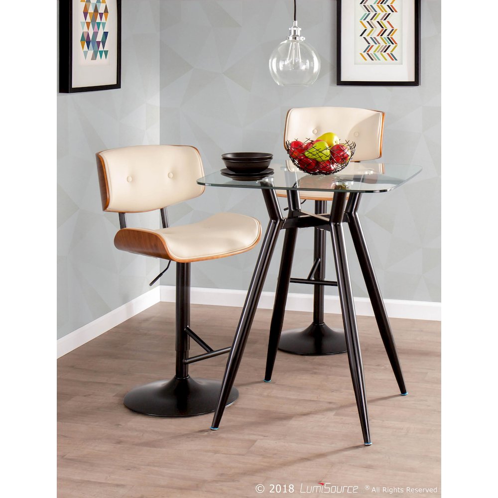 Walnut, Cream Lombardi Barstool. Picture 10