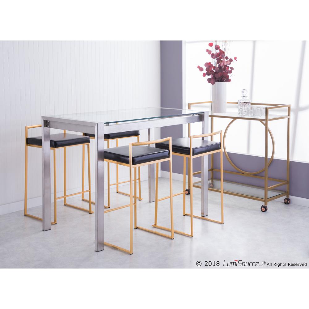 Gold, Black Fuji Stacker Counter Stool - Set of 2. Picture 10