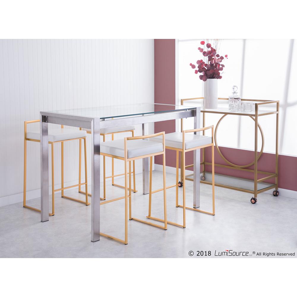 Gold, White Fuji Stacker Counter Stool - Set of 2. Picture 10