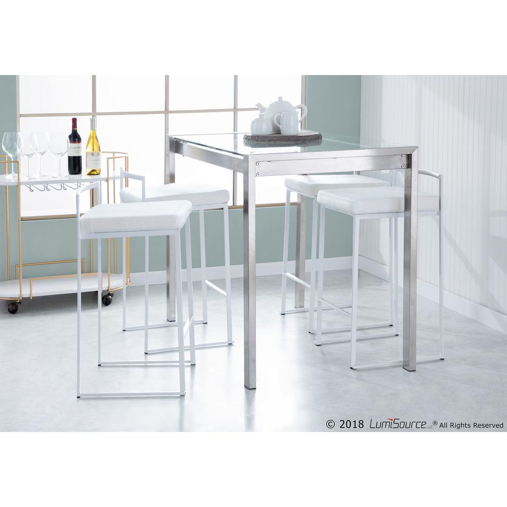 Stainless Steel, Clear Glass  Fuji Counter Table. Picture 9