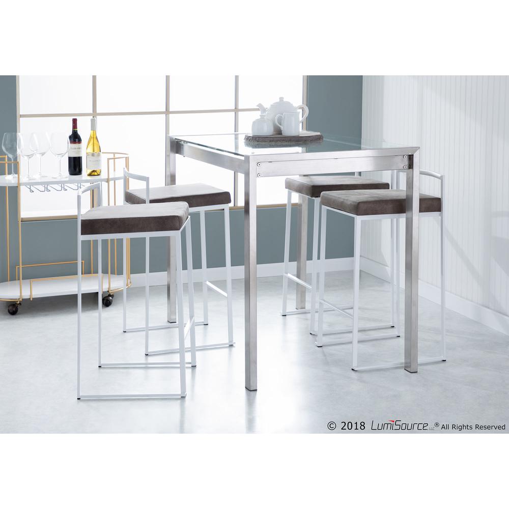 Stainless Steel, Clear Glass  Fuji Counter Table. Picture 10
