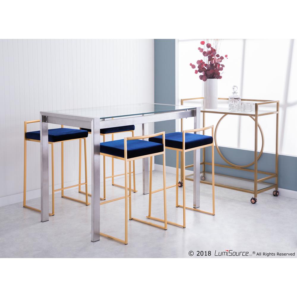 Stainless Steel, Clear Glass  Fuji Counter Table. Picture 7