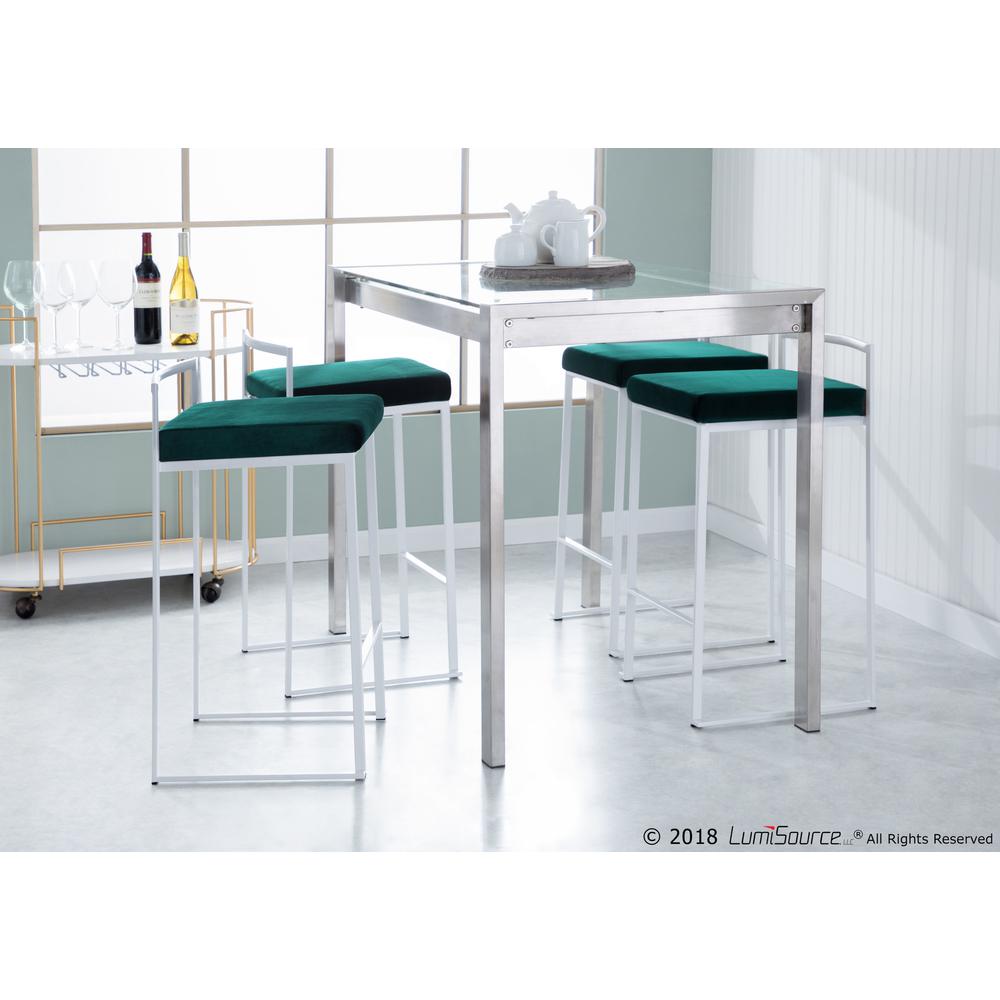 Stainless Steel, Clear Glass  Fuji Counter Table. Picture 6
