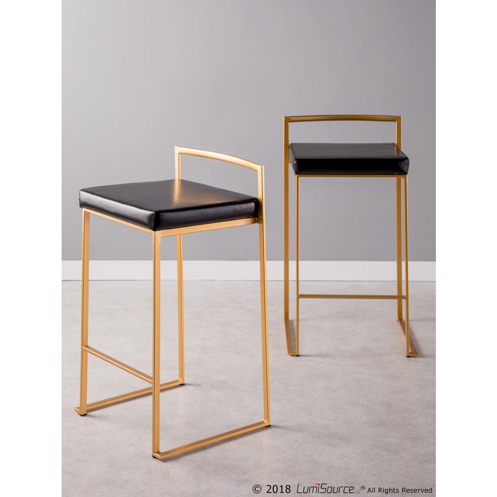 Gold, Black Fuji Stacker Counter Stool - Set of 2. Picture 9