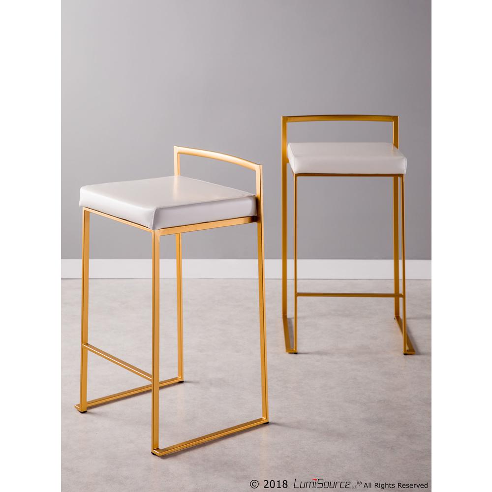 Gold, White Fuji Stacker Counter Stool - Set of 2. Picture 9