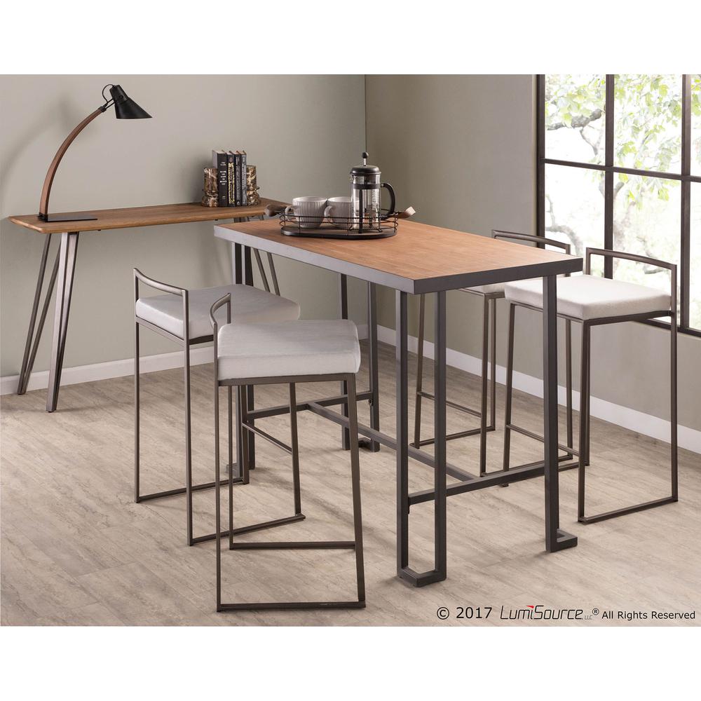 Roman Industrial Counter Table in Grey and Natural. Picture 10