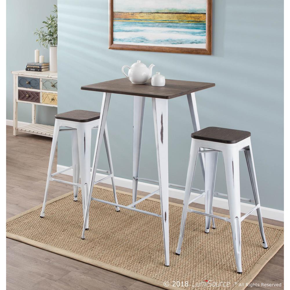 Oregon Industrial Stackable Barstool in Vintage White and Espresso - Set of 2. Picture 8