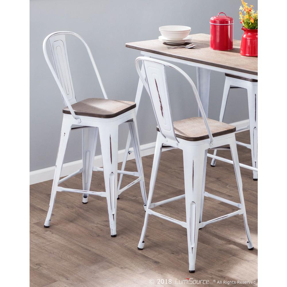 White, Espresso Oregon High Back Counter Stool - Set of 2. Picture 9