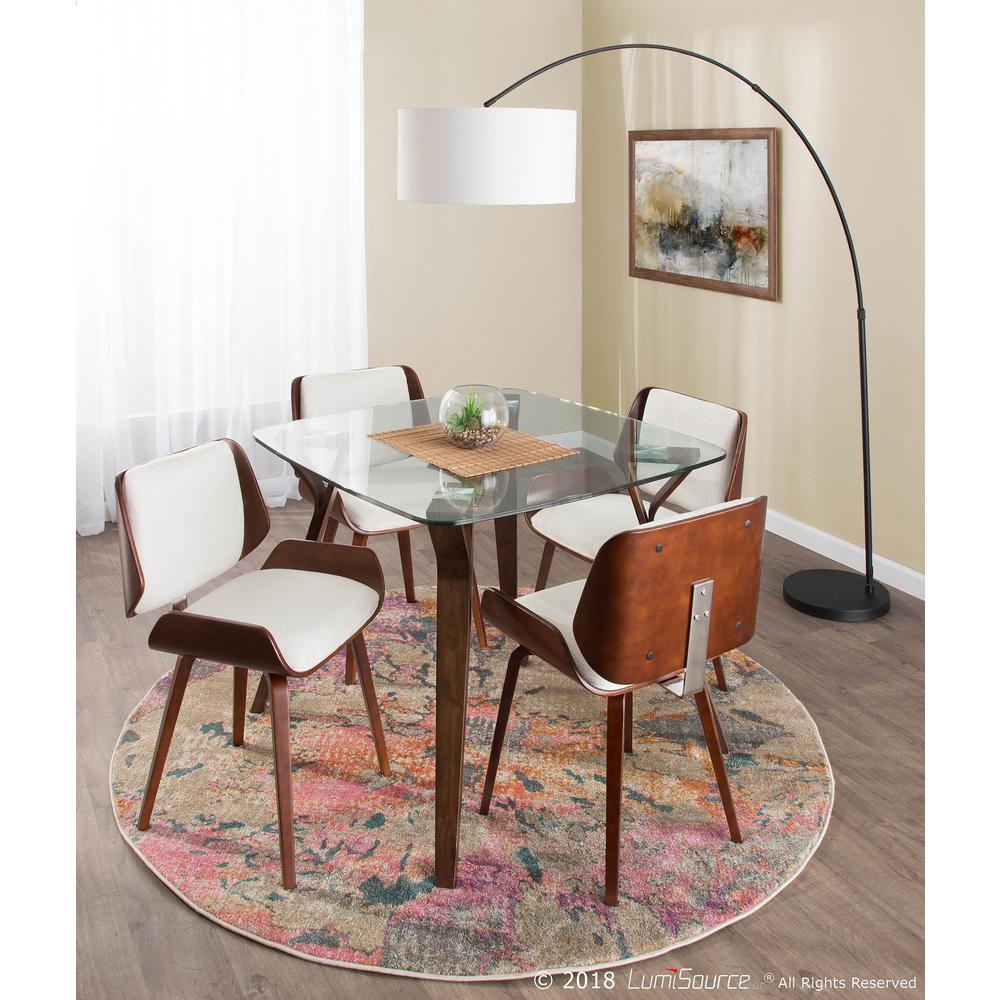 Walnut, Clear Glass Folia Dinette Table. Picture 8