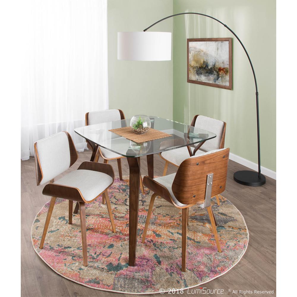 Walnut, Clear Glass Folia Dinette Table. Picture 7