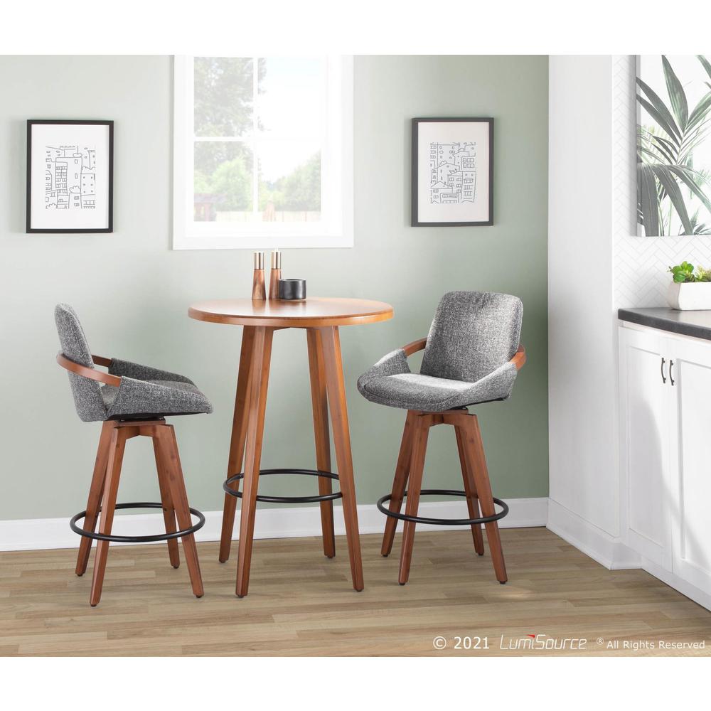Walnut Bamboo, Grey Noise Fabric, Black Metal Cosmo Counter Stool. Picture 9