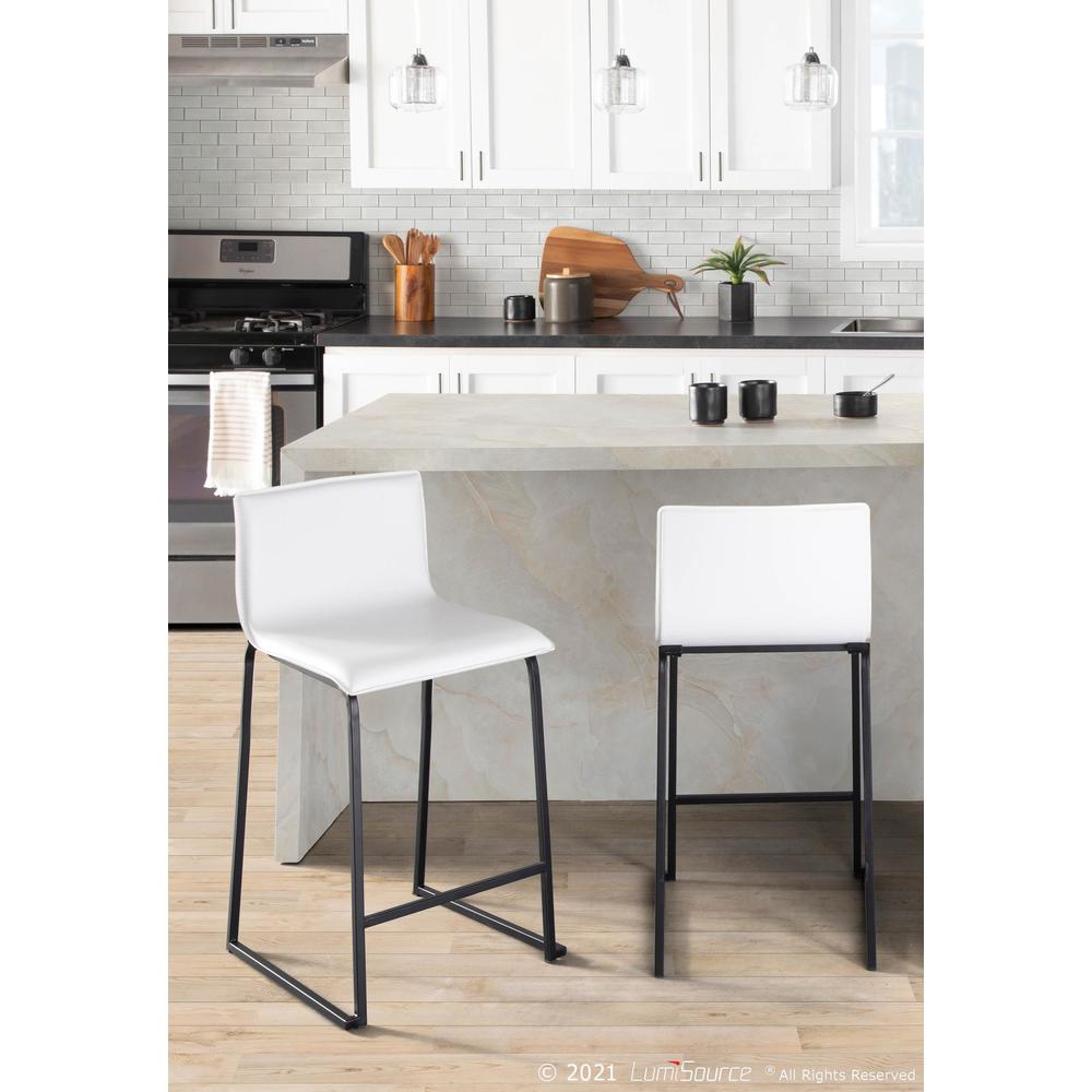 Black Metal, White PU Mara Counter Stool - Set of 2. Picture 8
