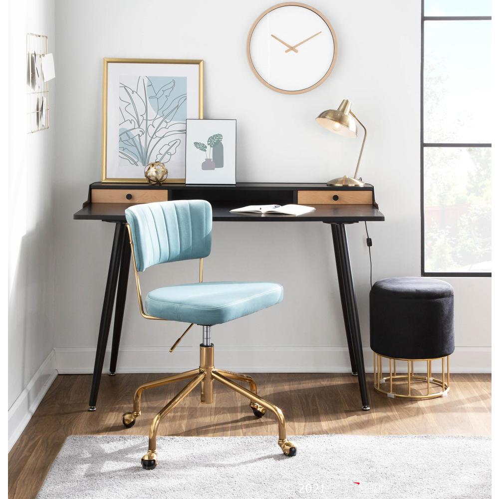 Black Steel, Black Wood, Natural Wood Harvey Desk. Picture 9