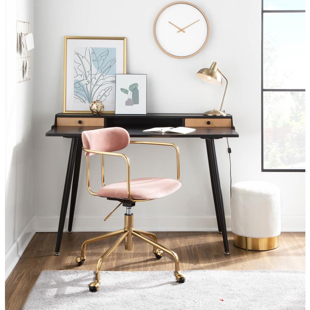 Black Steel, Black Wood, Natural Wood Harvey Desk. Picture 11