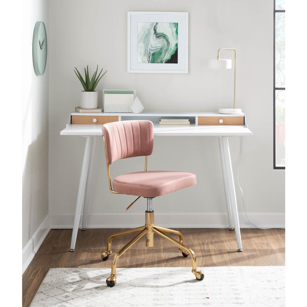 White Steel, White Wood, Natural Wood Harvey Desk. Picture 11
