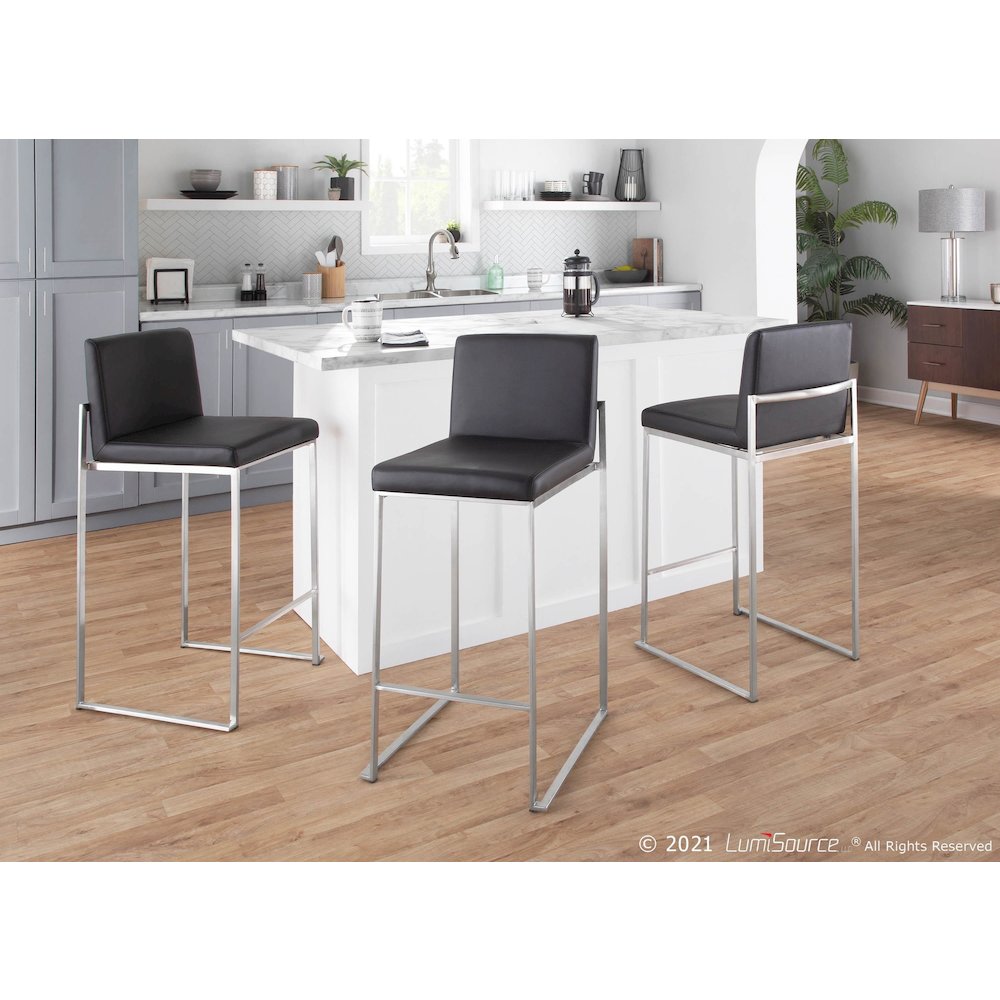 Fuji High Back 26" Fixed-Height Counter Stool - Set of 3. Picture 7