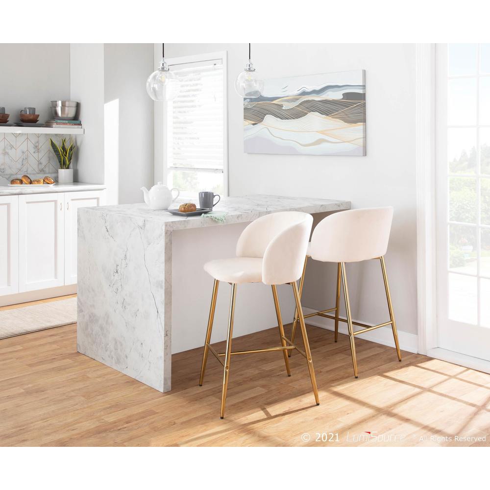 Gold Steel, Cream Velvet Fran Counter Stool - Set of 2. Picture 8