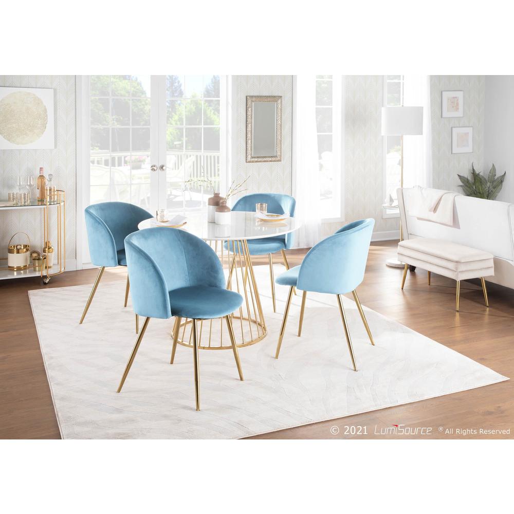 Gold Steel, Light Blue Velvet Fran Chair - Set of 2. Picture 8