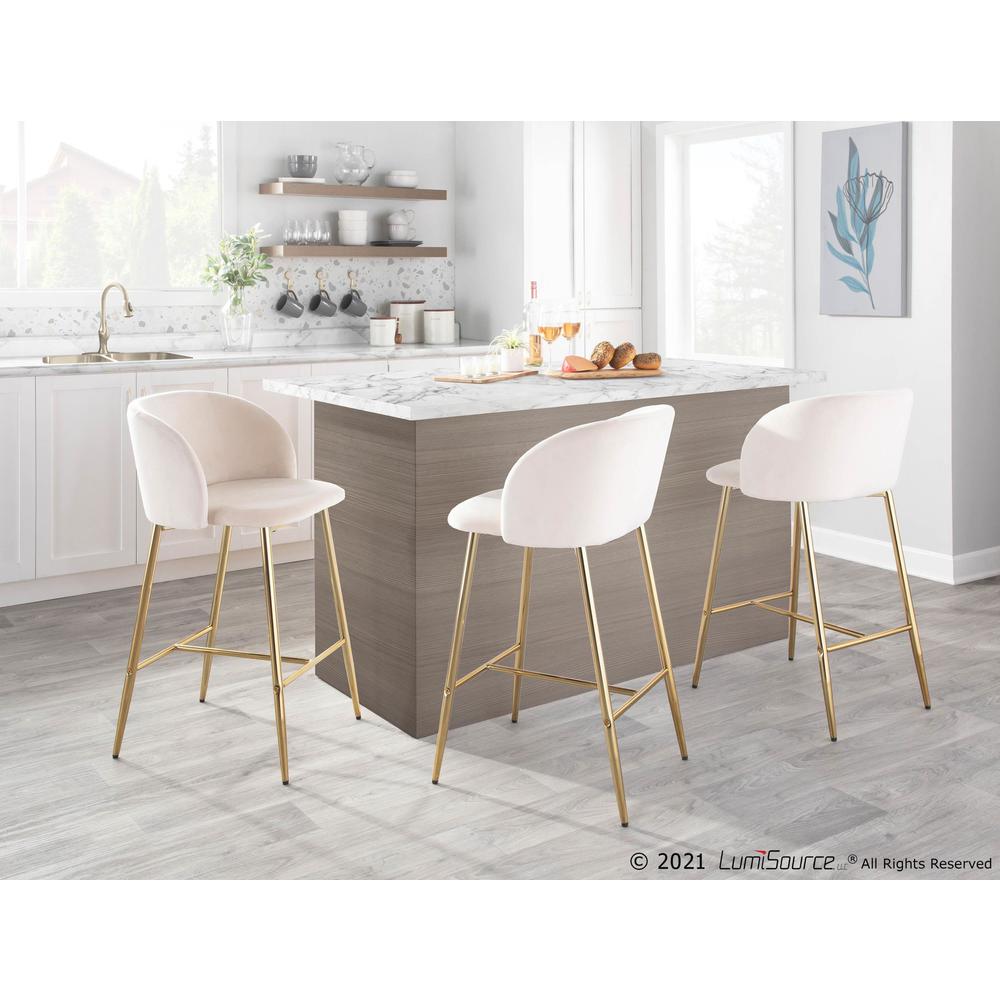 Gold Steel, Cream Velvet Fran Counter Stool - Set of 2. Picture 9