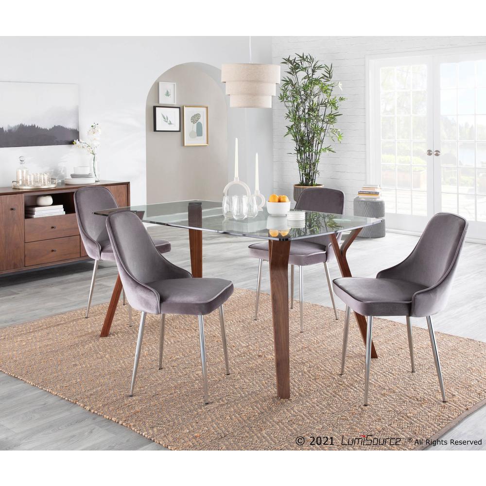 Chrome Frame, Silver Velvet Fabric Marcel Dining Chair - Set of 2. Picture 10