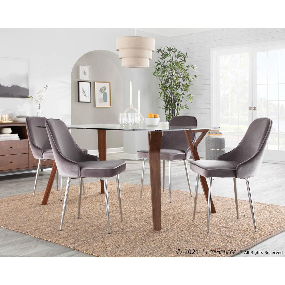Chrome Frame, Silver Velvet Fabric Marcel Dining Chair - Set of 2. Picture 11
