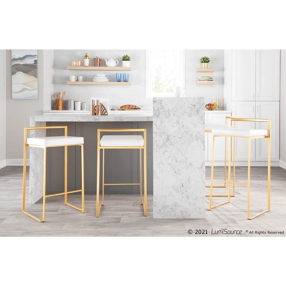 Gold, White Fuji Stacker Barstool - Set of 2. Picture 9