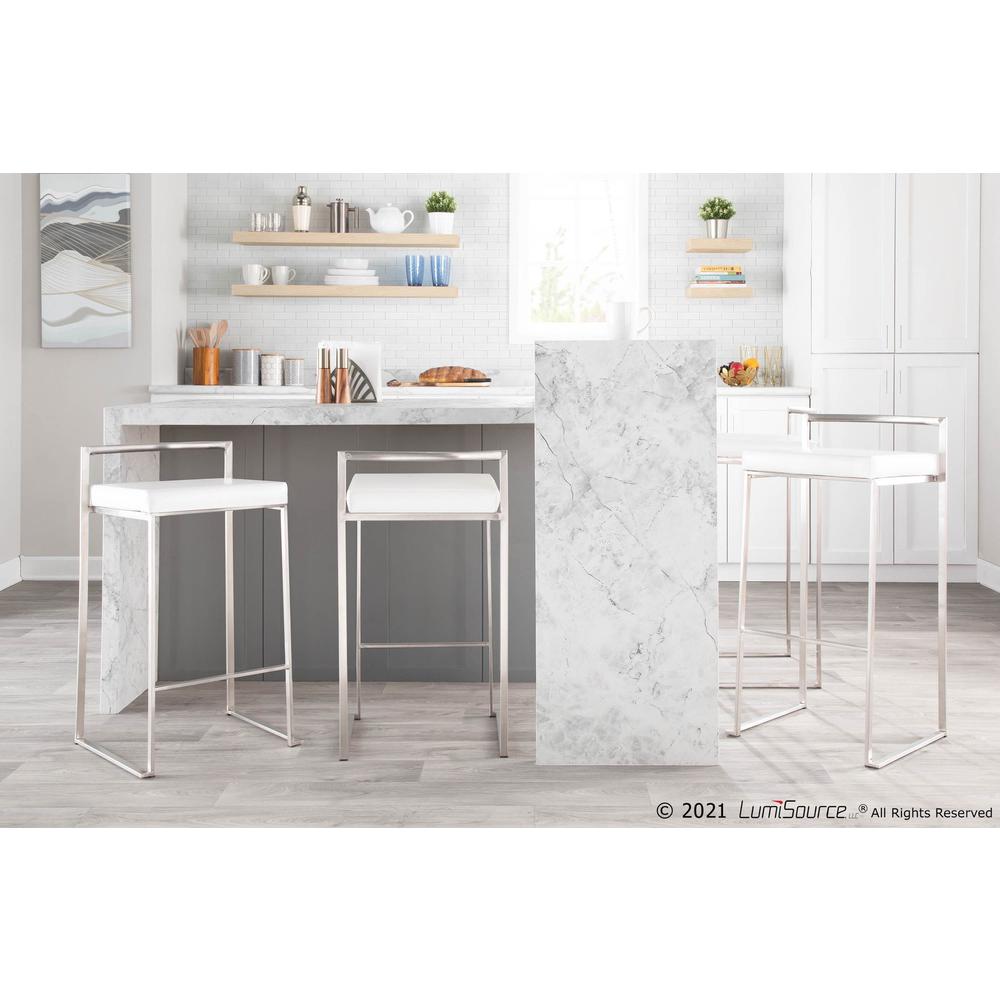 White Fuji Stacker Counter Stool - Set of 2. Picture 8