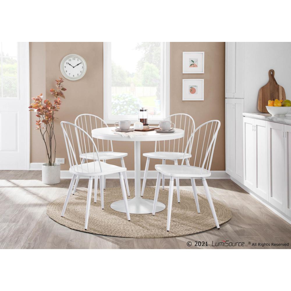 White Steel, White Wood Dakota Dining Table. Picture 4