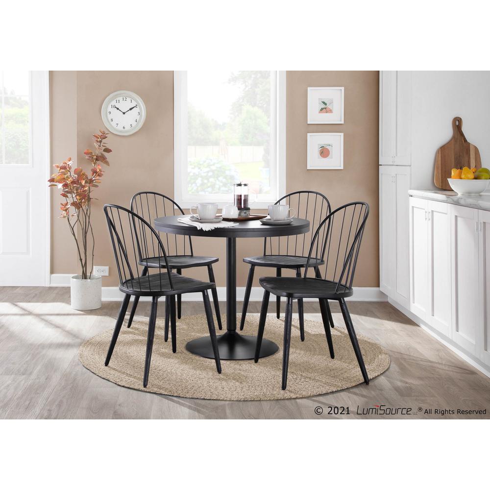 Black Metal, Black Wood Riley High Back Chair - Set of 2. Picture 9