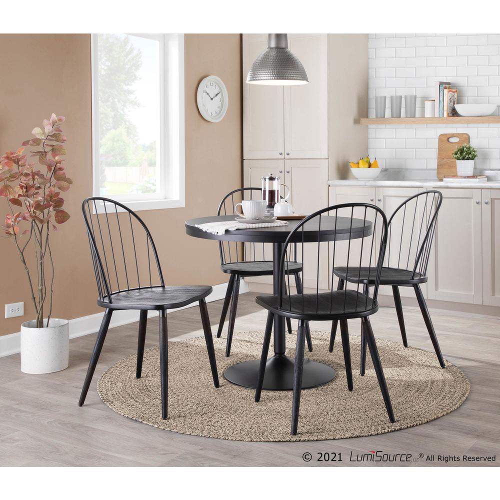 Black Metal, Black Wood Riley High Back Chair - Set of 2. Picture 10