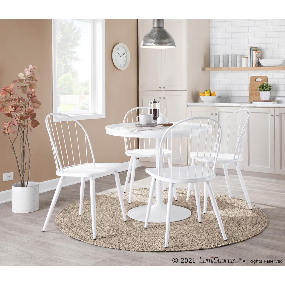 White Steel, White Wood Dakota Dining Table. Picture 6