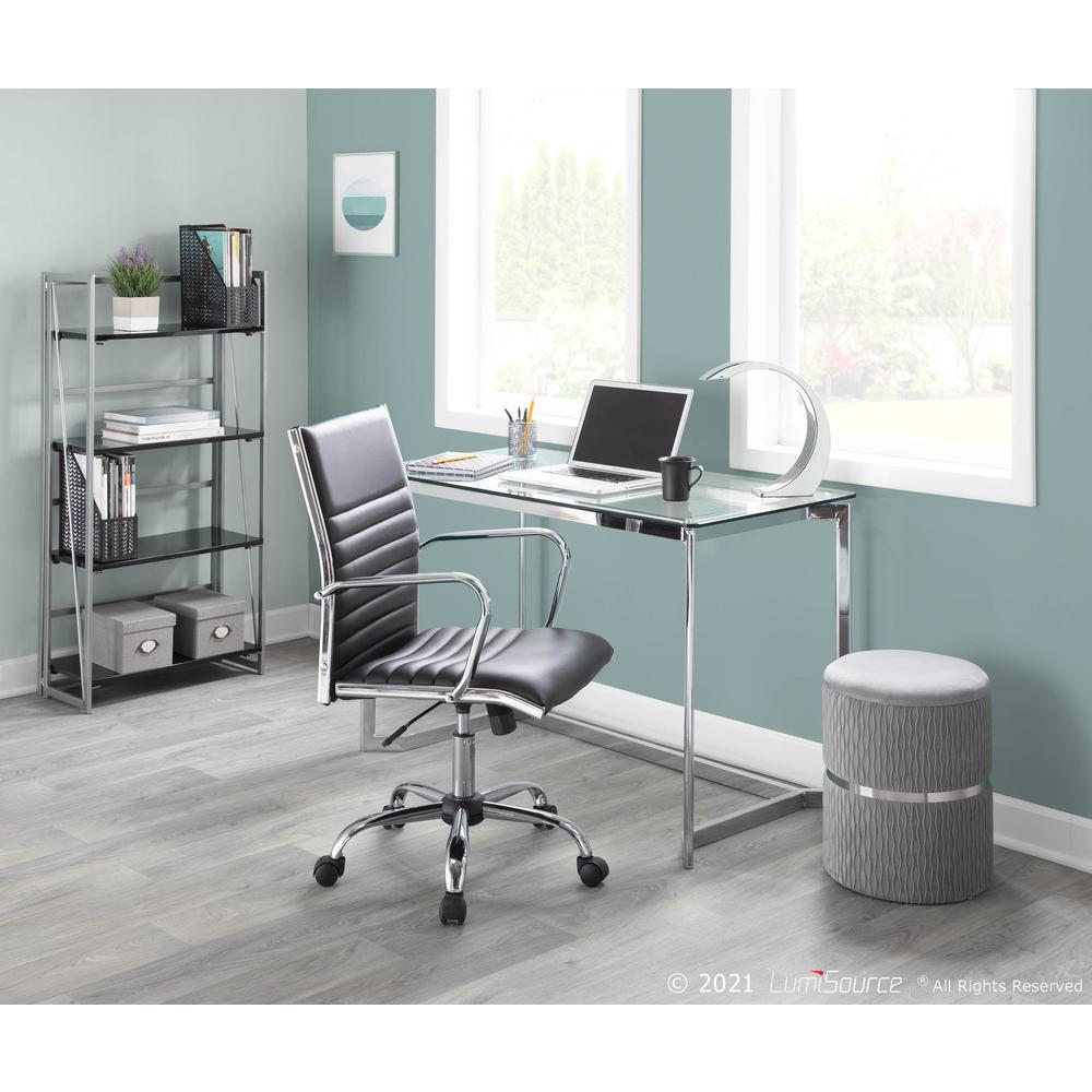 Chrome, Silver Velvet Cinch Nesting Ottoman Set. Picture 7
