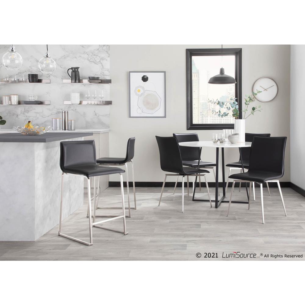 Stainless Steel, Black PU Mara Counter Stool - Set of 2. Picture 9