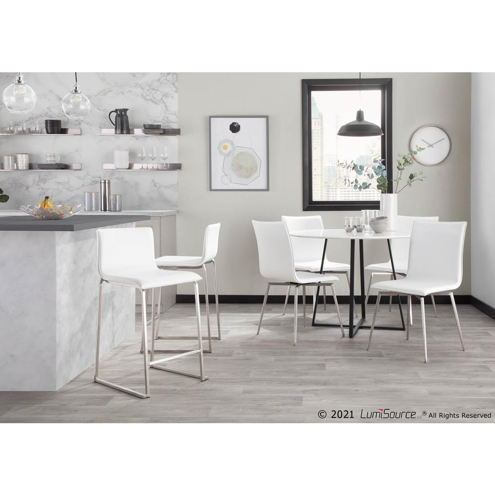 Stainless Steel, White PU Mara Counter Stool - Set of 2. Picture 9